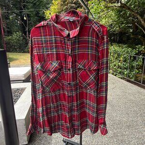 Sanctuary Women's Size S Red Plaid Snap Button Up